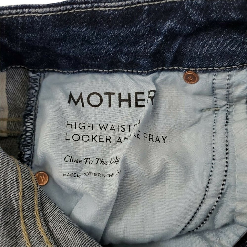 Mother Jeans 24 Blue High Waist Looker Ankle Fray Distressed Closer to The Edge - Picture 8 of 13